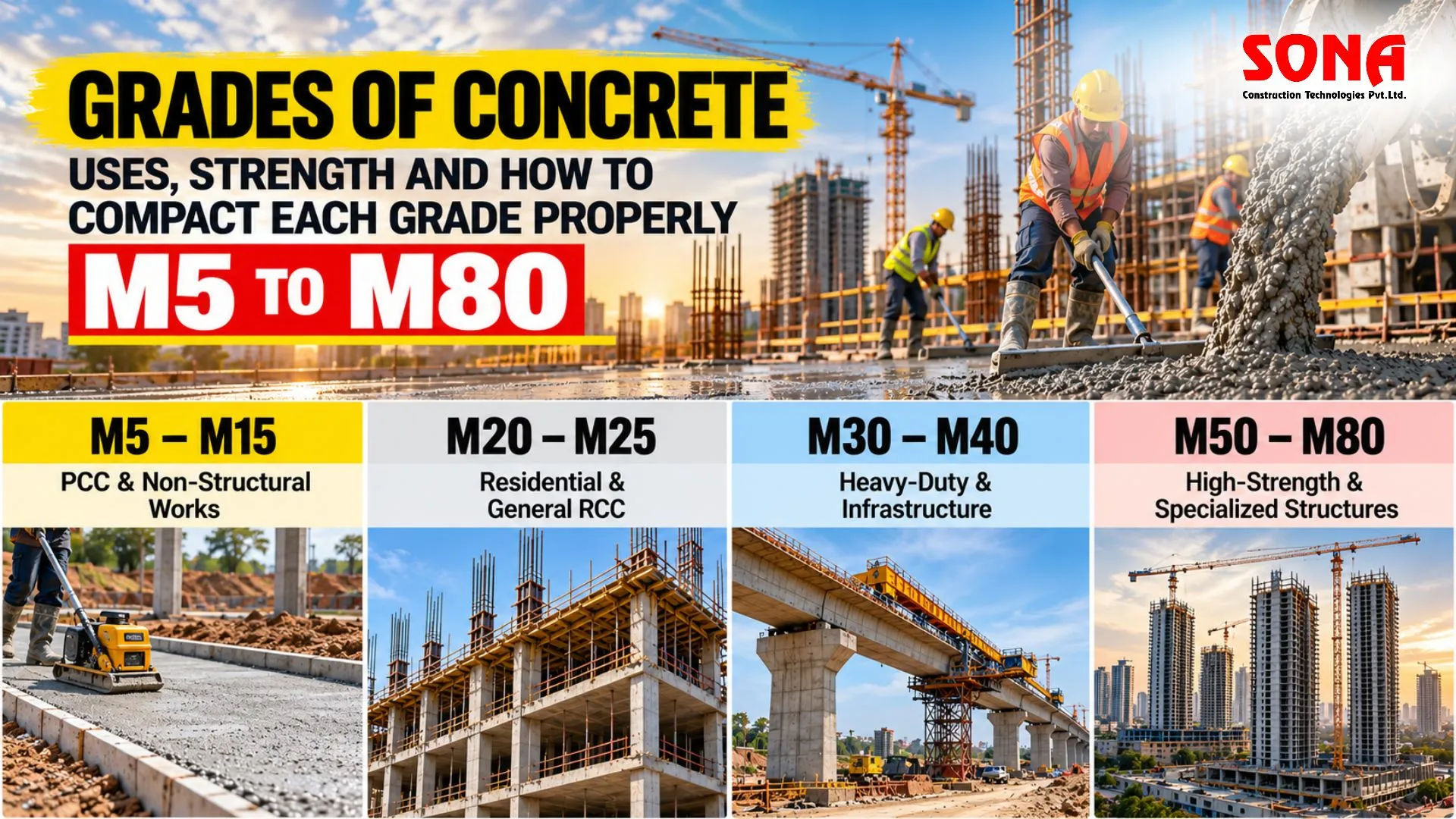 Grades of Concrete (M5 to M80): Uses, Strength and How to Compact Each Grade Properly